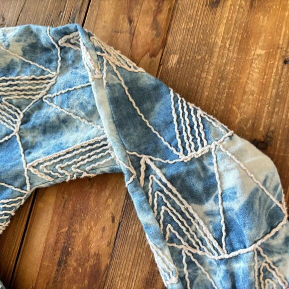 Miki Mietti Romper Jumpsuit Blue Tie Dye Geometric Pink Accents Size 3T - Picture 7 of 10